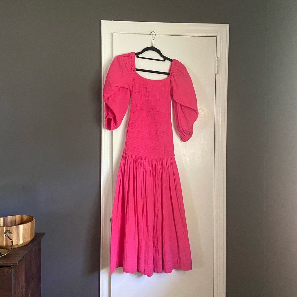 NWT Puff Sleeve Dress in Hot Pink